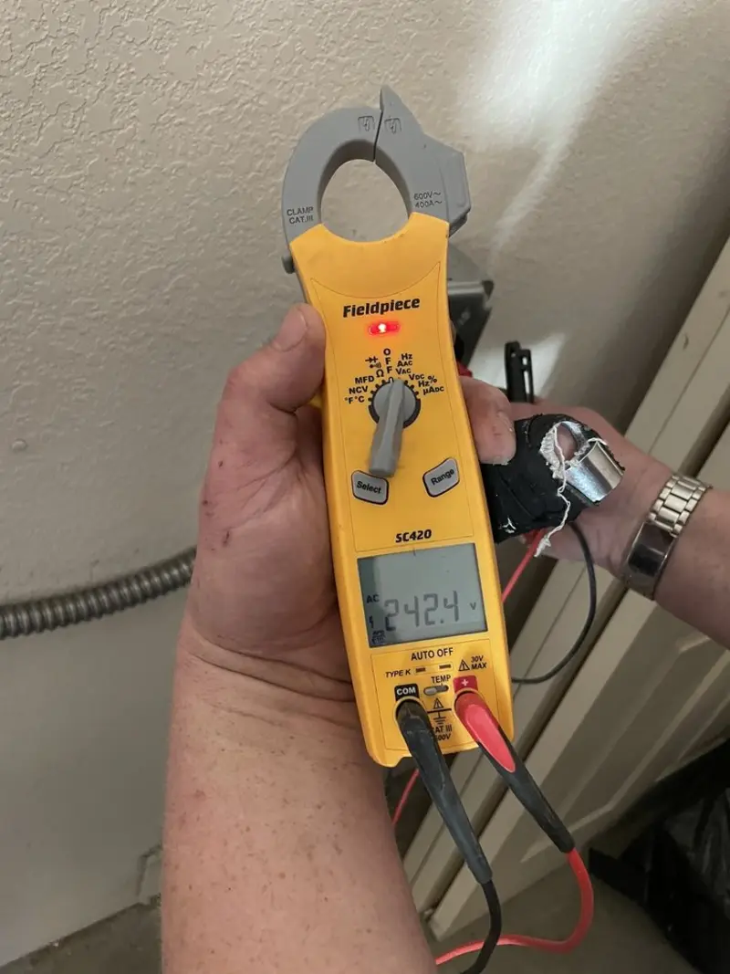 Voltage testing with clamp meter during Outlet Installation in LaGrange